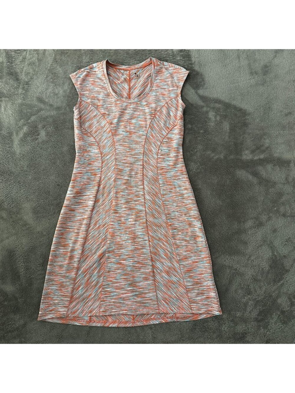 Title Nine Activewear Dress Tennis SMALL Orange Blue Pickleball Cap Sleeve
